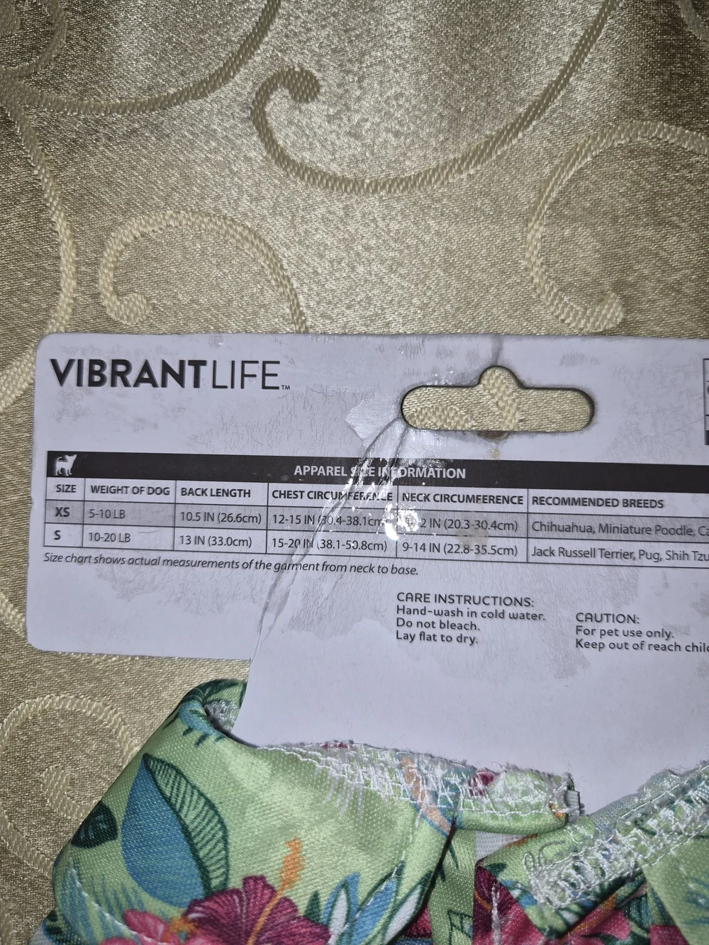 Vibrant Floral Dog Shirt by Vibrant Life — Green with Pink Flowers (XS)